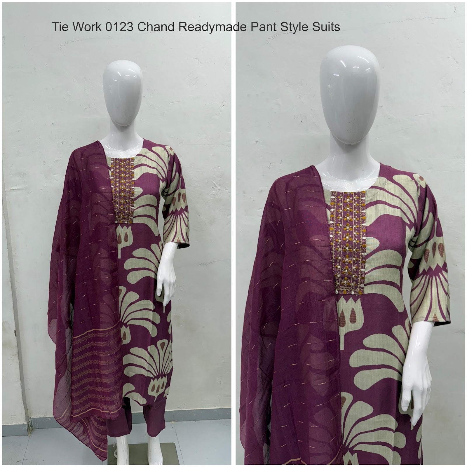 Tie Work 0123 Chand Vetican Silk Readymade Pant Style Suits Supplier Gujarat