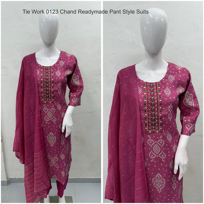 Tie Work 0123 Chand Vetican Silk Readymade Pant Style Suits Supplier Gujarat