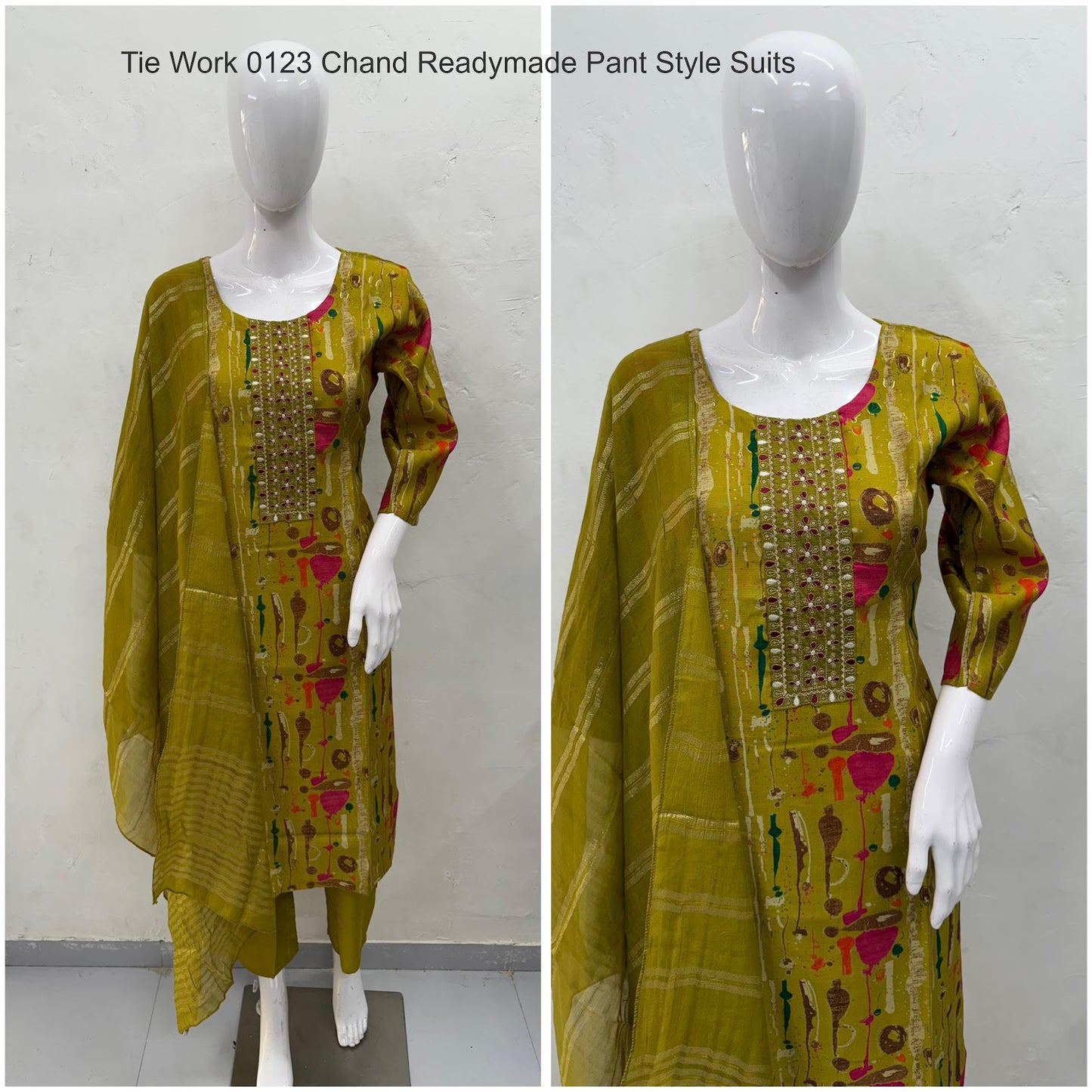 Tie Work 0123 Chand Vetican Silk Readymade Pant Style Suits Supplier Gujarat