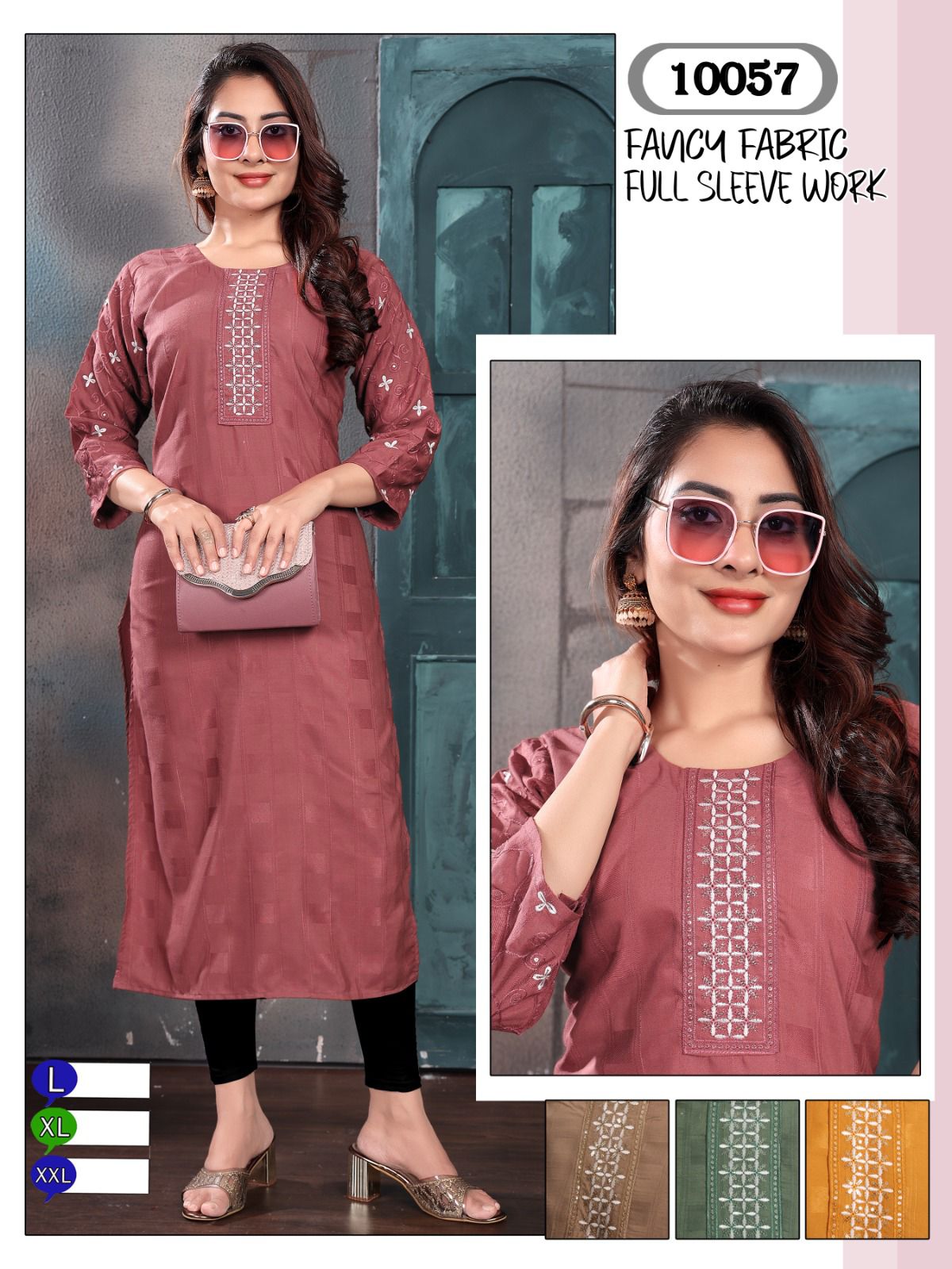 Tie Work 1308 Mmc Fancy Knee Length Kurtis Exporter India