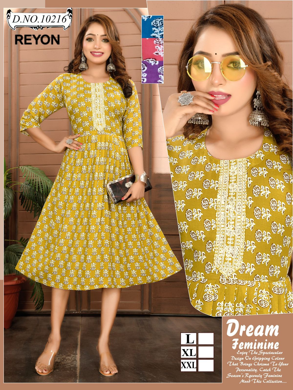 Tie Work Mmc Reyon Anarkali Kurtis Wholesale