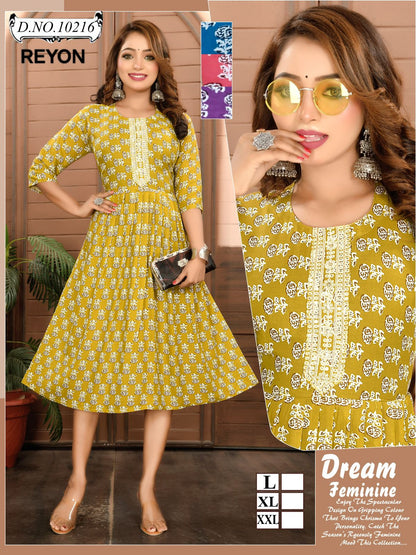 Tie Work Mmc Reyon Anarkali Kurtis Wholesale