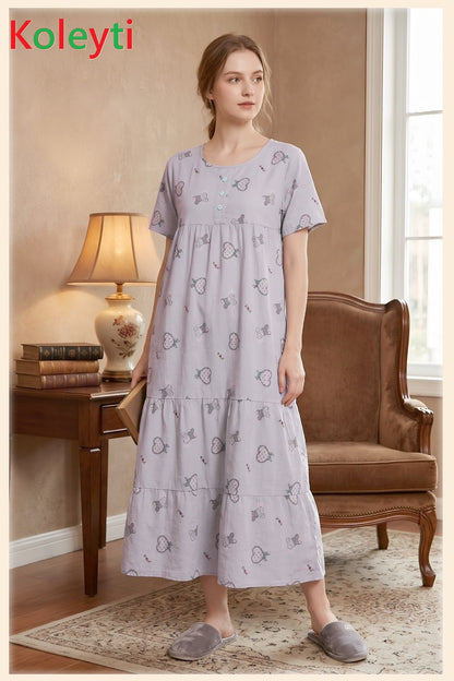 Tiered 1506 Koleyti Cotton Night Gowns Manufacturer