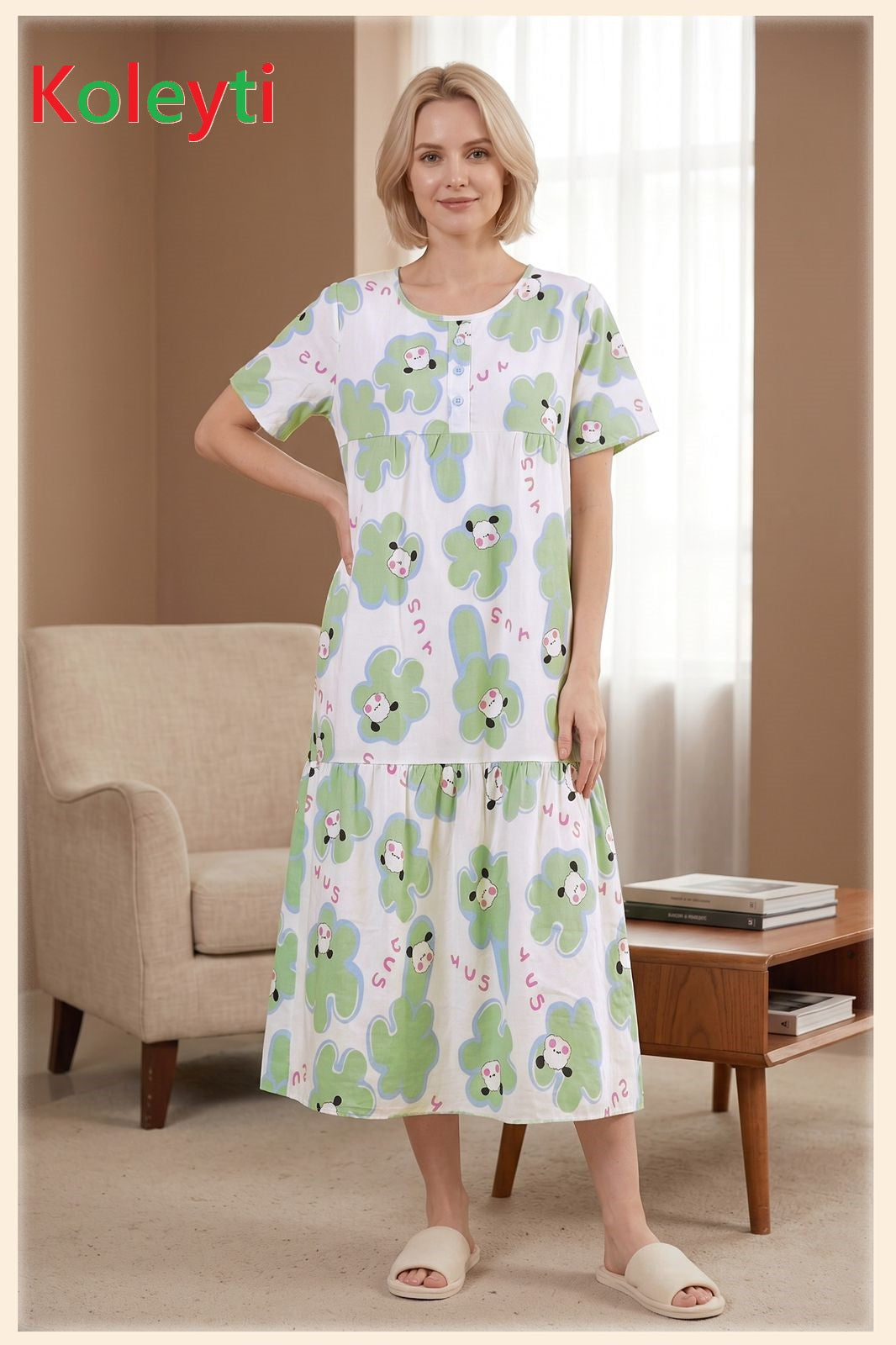 Tiered 1506 Koleyti Cotton Night Gowns Manufacturer
