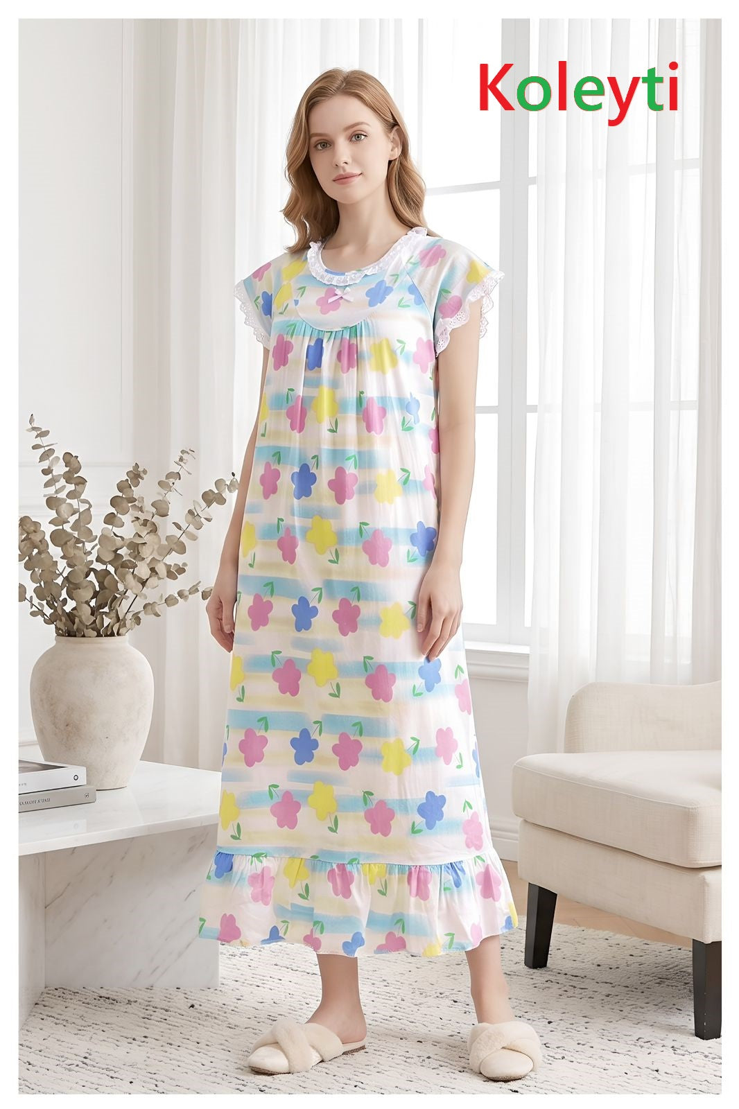 Tiered 1506 Koleyti Cotton Night Gowns Manufacturer