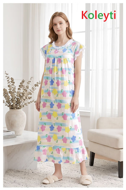 Tiered 1506 Koleyti Cotton Night Gowns Manufacturer