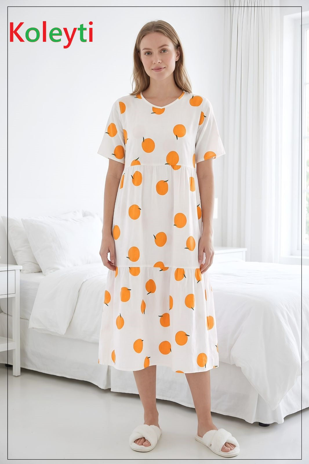 Tiered 1506 Koleyti Cotton Night Gowns Manufacturer