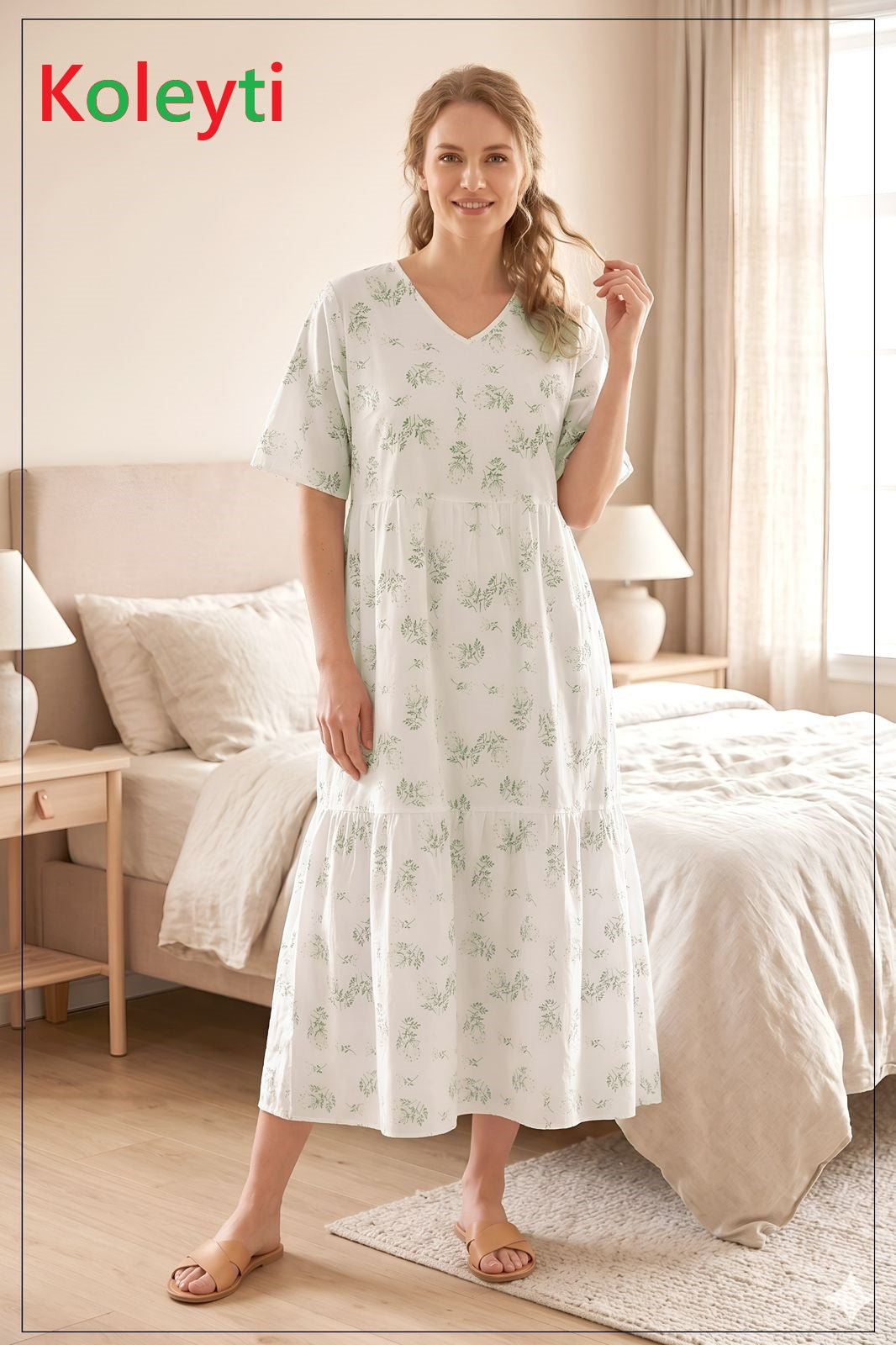 Tiered 1506 Koleyti Cotton Night Gowns Manufacturer