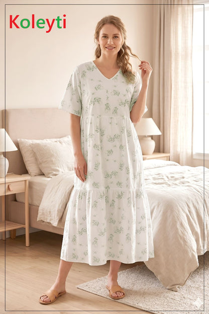 Tiered 1506 Koleyti Cotton Night Gowns Manufacturer