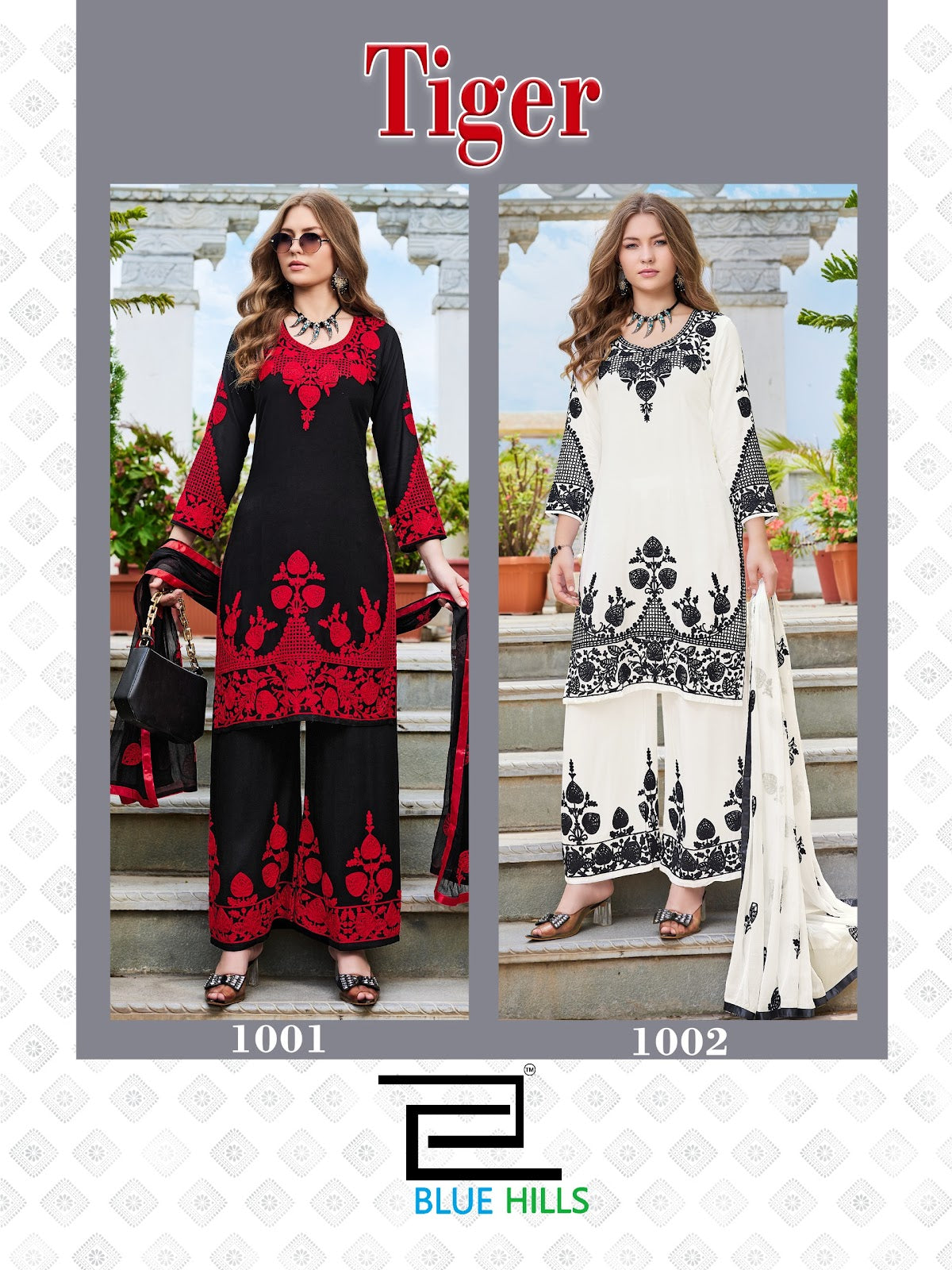 Tiger Blue Hills Rayon 14Kg Readymade Plazzo Style Suits Wholesale