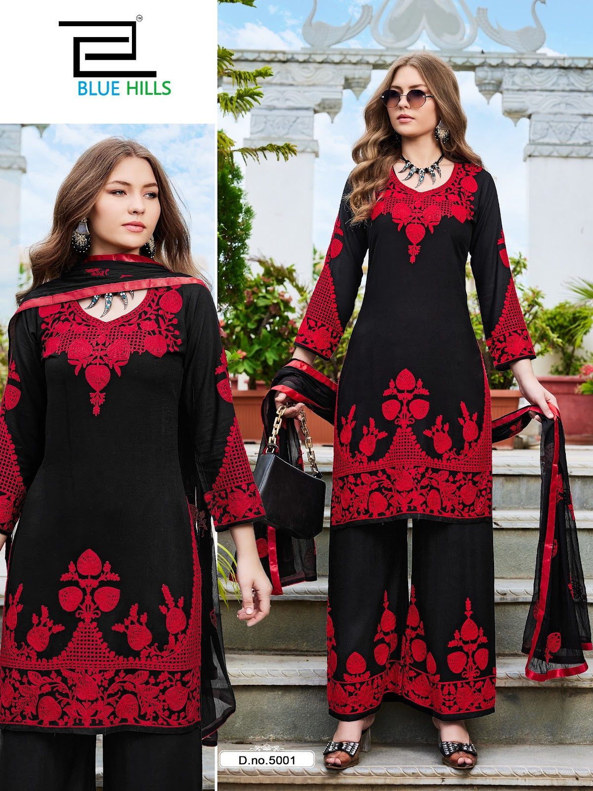 Tiger Blue Hills Rayon 14Kg Readymade Plazzo Style Suits Wholesale