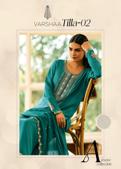 Tilla 2 Varshaa Viscose Muslin Pant Style Suits Exporter Ahmedabad