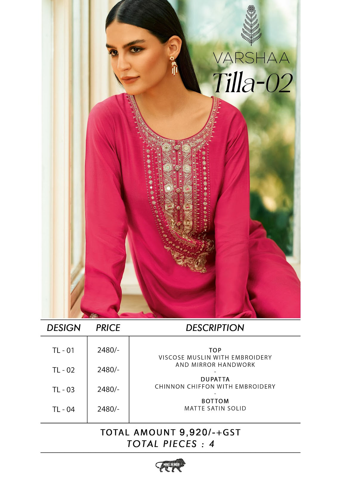 Tilla 2 Varshaa Viscose Muslin Pant Style Suits Exporter Ahmedabad