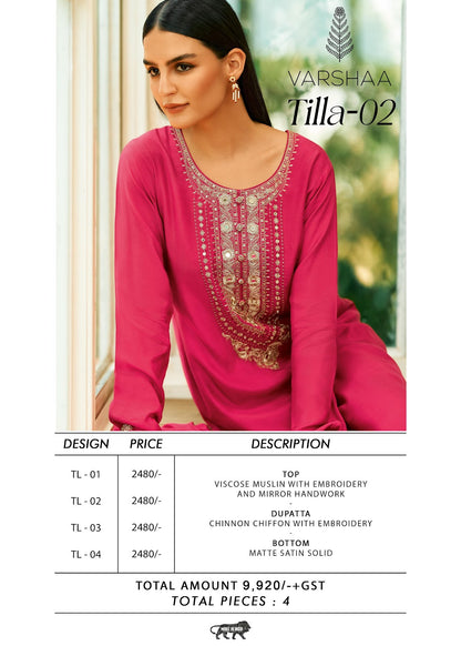 Tilla 2 Varshaa Viscose Muslin Pant Style Suits Exporter Ahmedabad