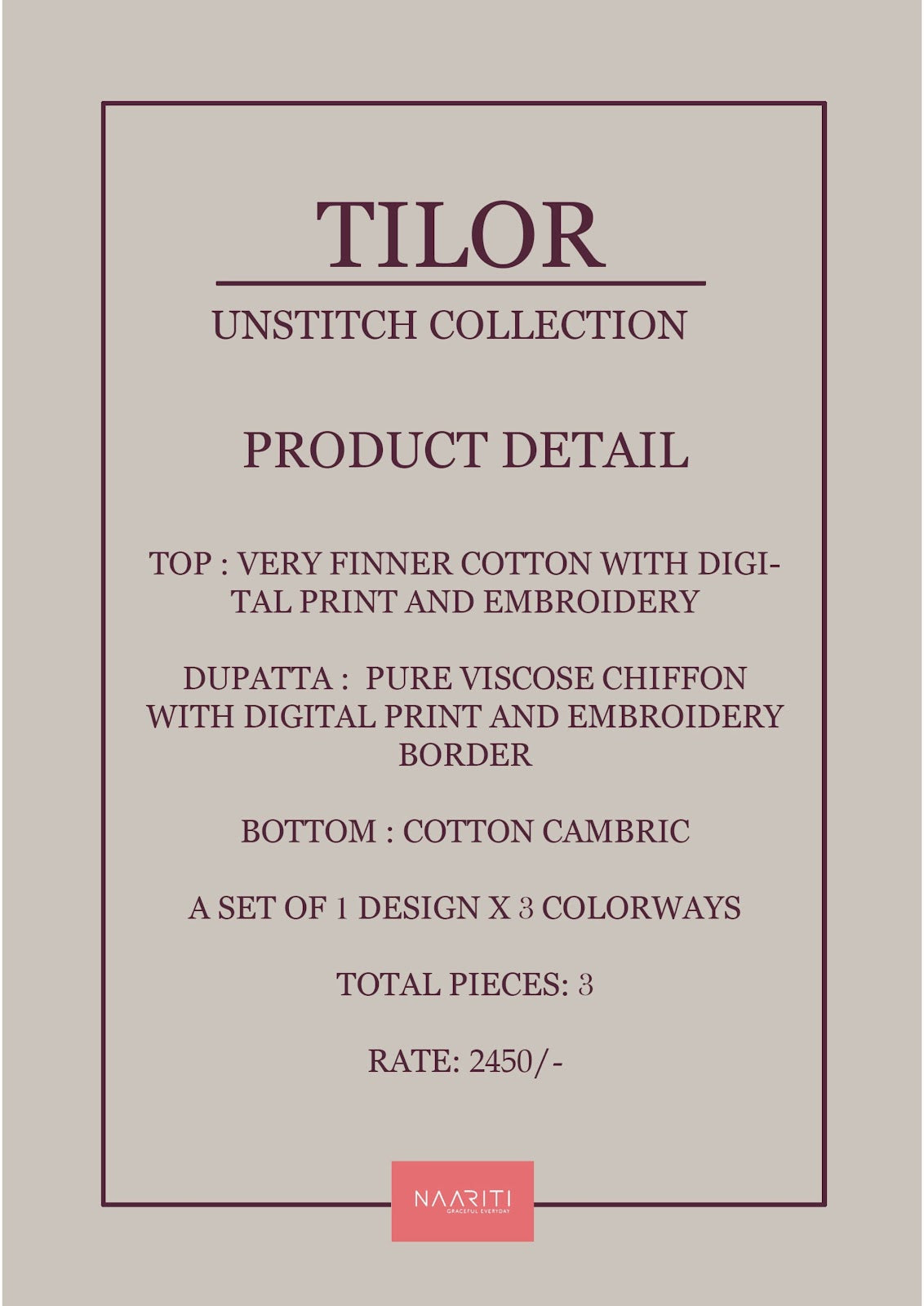 Tilor Naariti Cotton Pant Style Suits Supplier Ahmedabad