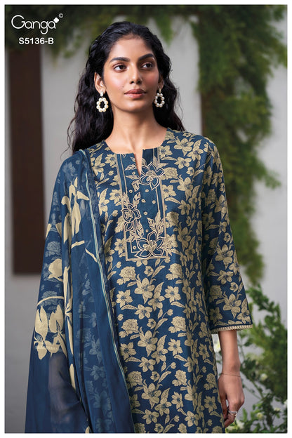 Tilotama S5136 Ganga Cotton Satin Plazzo Style Suits Manufacturer India