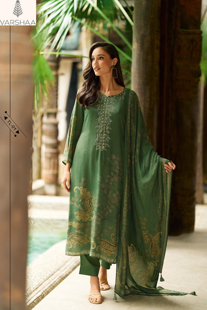 Timeless Varshaa Viscose Muslin Pant Style Suits Wholesale Rate
