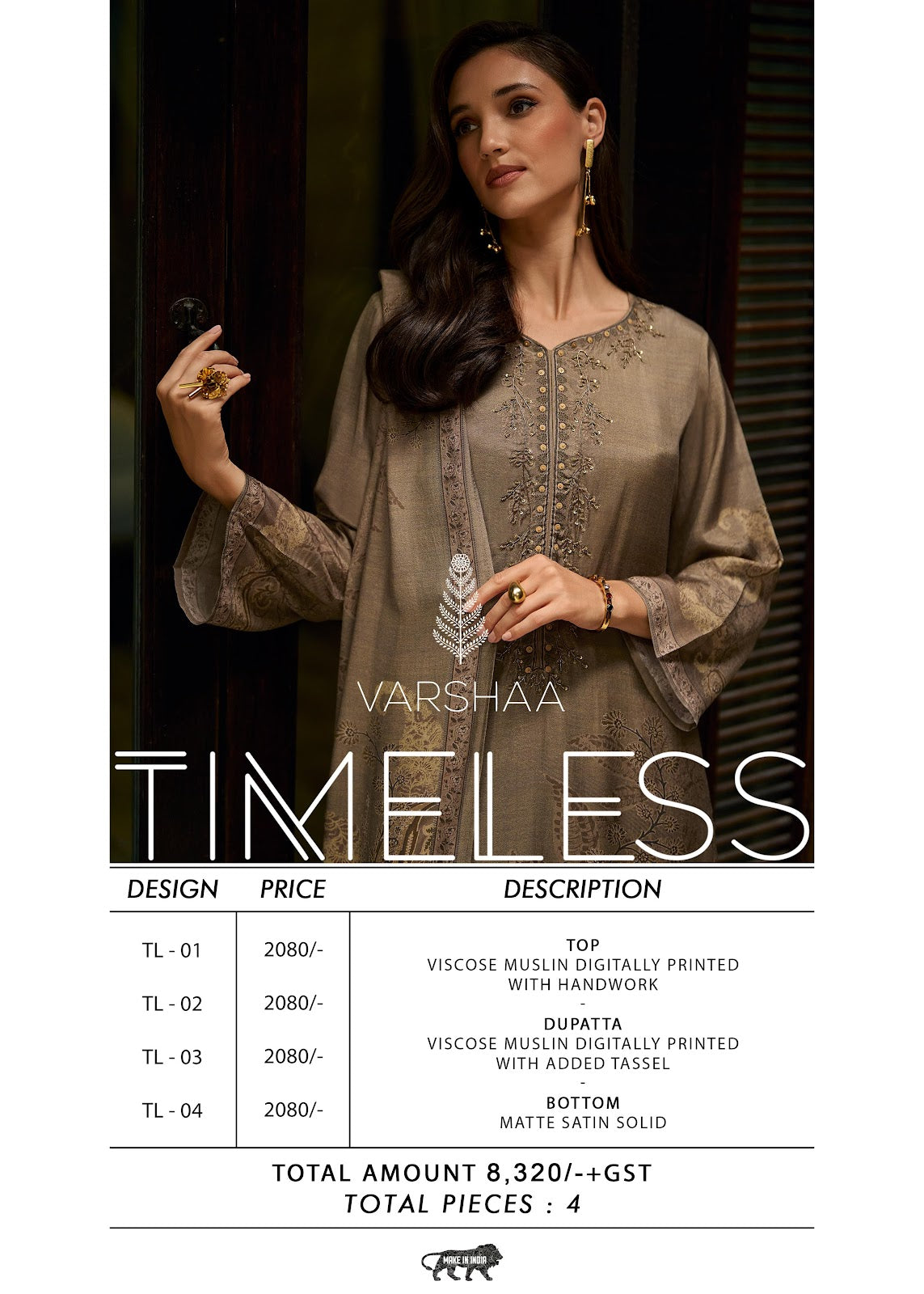 Timeless Varshaa Viscose Muslin Pant Style Suits Wholesale Rate