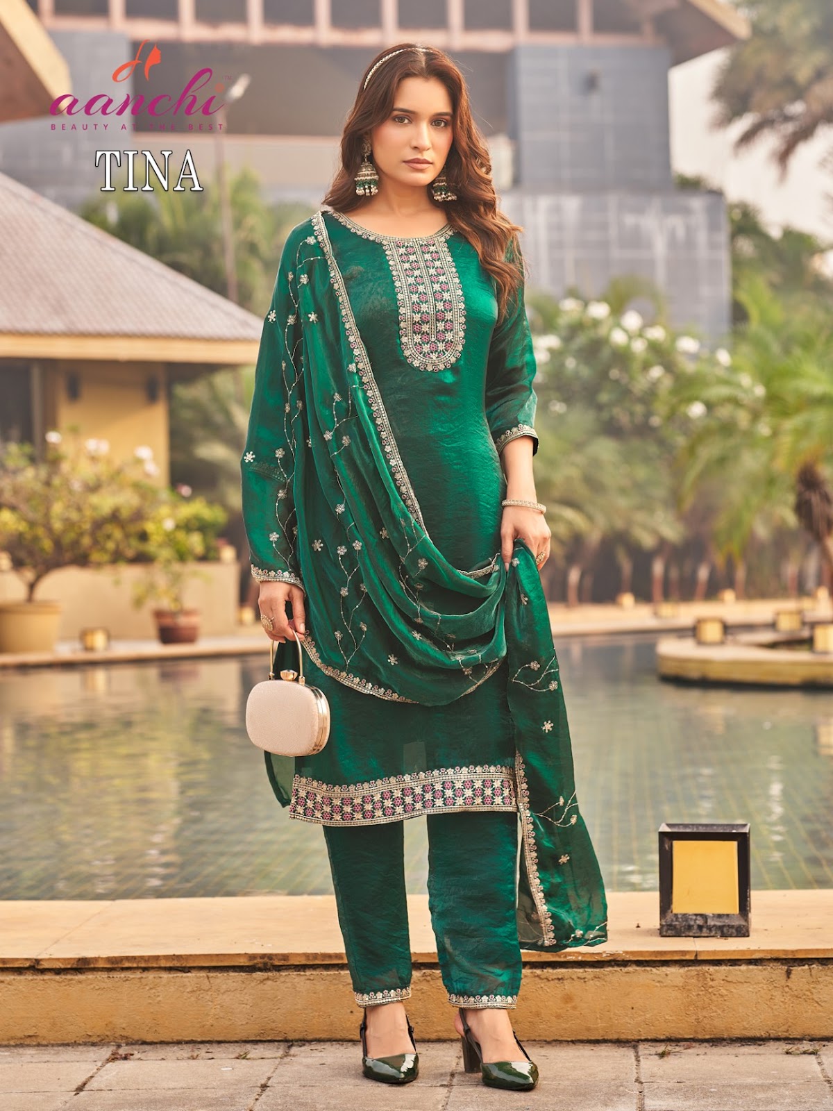 Tina Aanchi Satin Readymade Pant Style Suits Wholesale