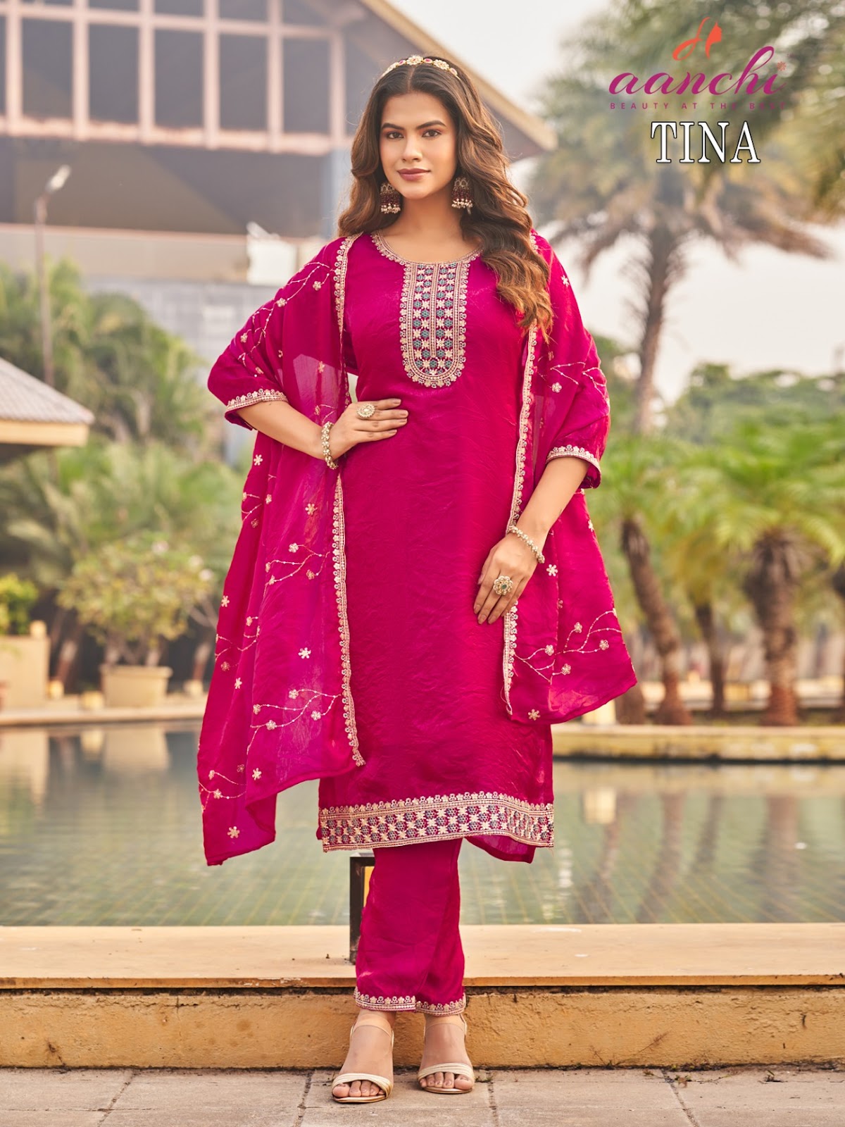 Tina Aanchi Satin Readymade Pant Style Suits Wholesale