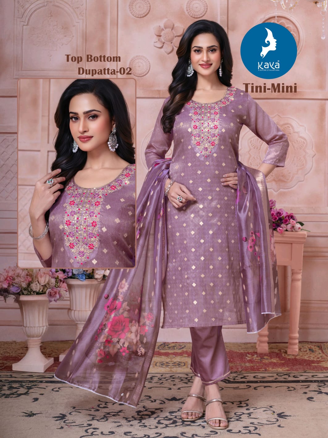 Tini Mini Kaya Trends Jacquard Readymade Pant Style Suits Supplier Ahmedabad