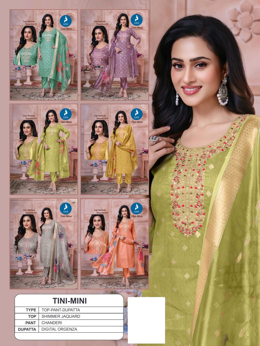 Tini Mini Kaya Trends Jacquard Readymade Pant Style Suits Supplier Ahmedabad