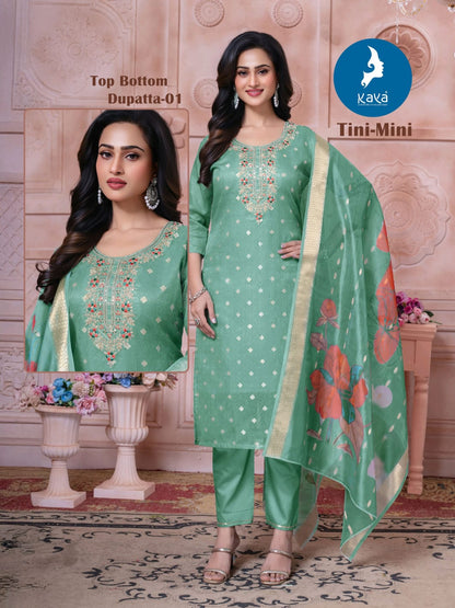 Tini Mini Kaya Trends Jacquard Readymade Pant Style Suits Supplier Ahmedabad