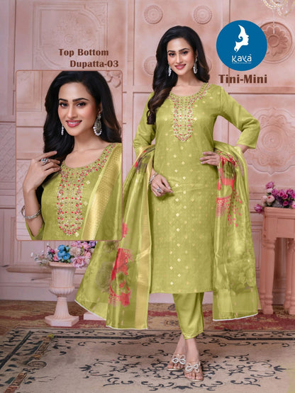 Tini Mini Kaya Trends Jacquard Readymade Pant Style Suits Supplier Ahmedabad