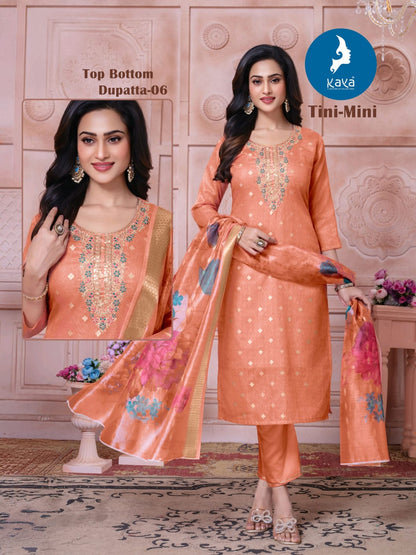 Tini Mini Kaya Trends Jacquard Readymade Pant Style Suits Supplier Ahmedabad