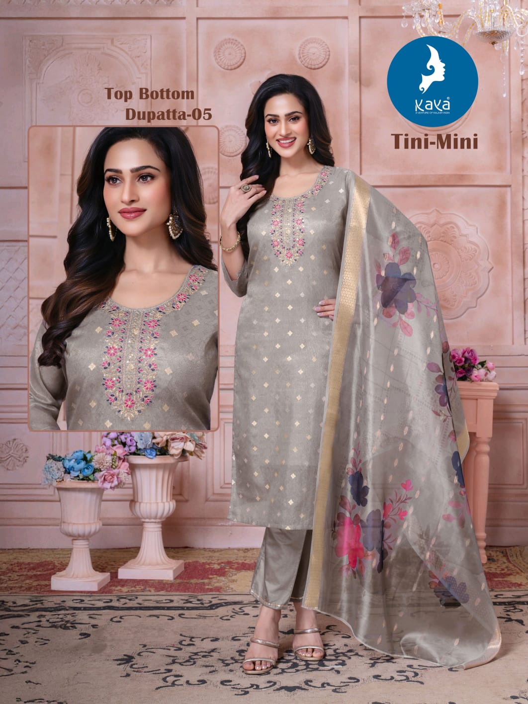 Tini Mini Kaya Trends Jacquard Readymade Pant Style Suits Supplier Ahmedabad