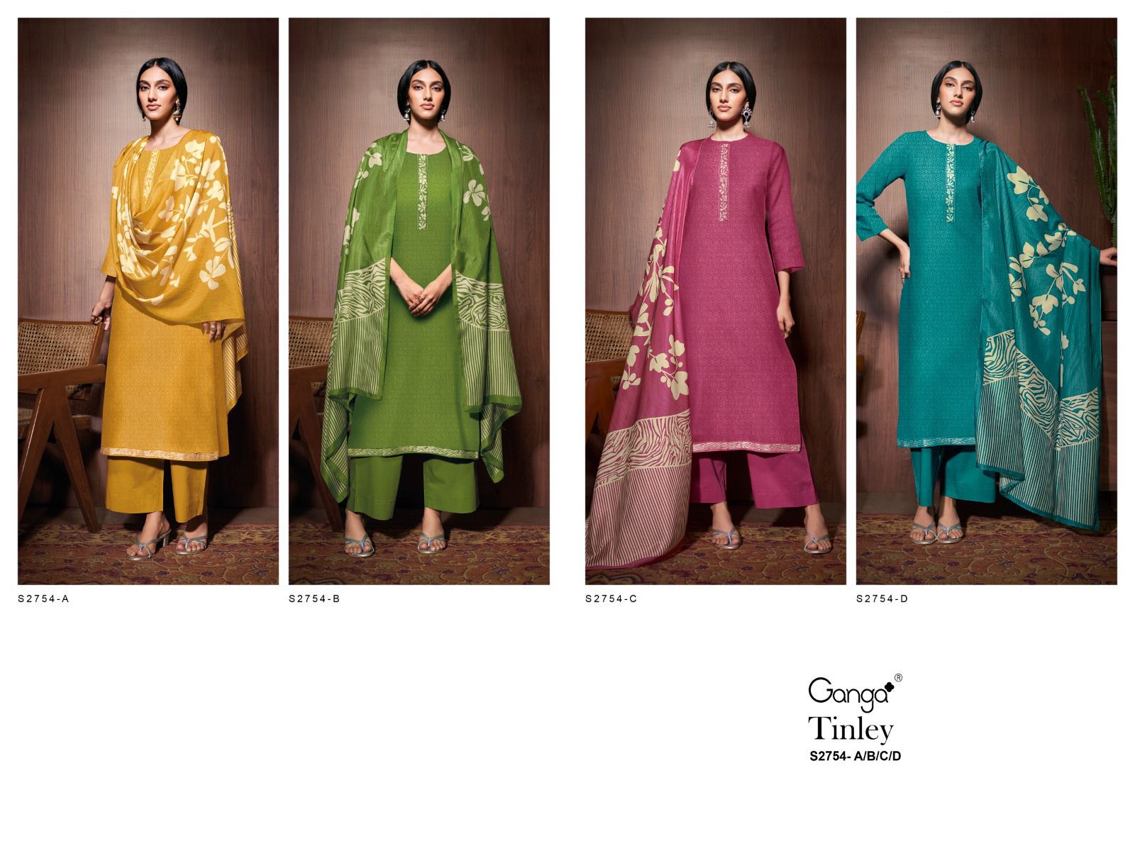 Tinley 2754 Ganga Cotton Linen Plazzo Style Suits Exporter