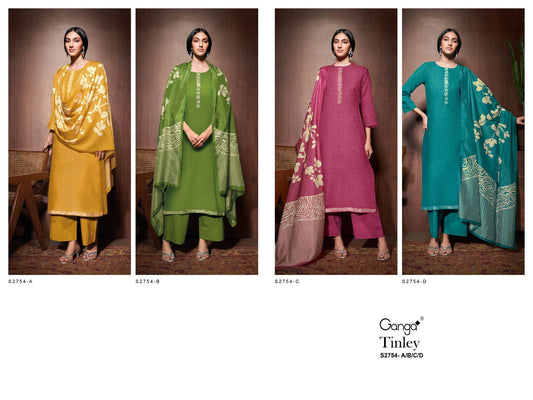 Tinley 2754 Ganga Cotton Linen Plazzo Style Suits Exporter