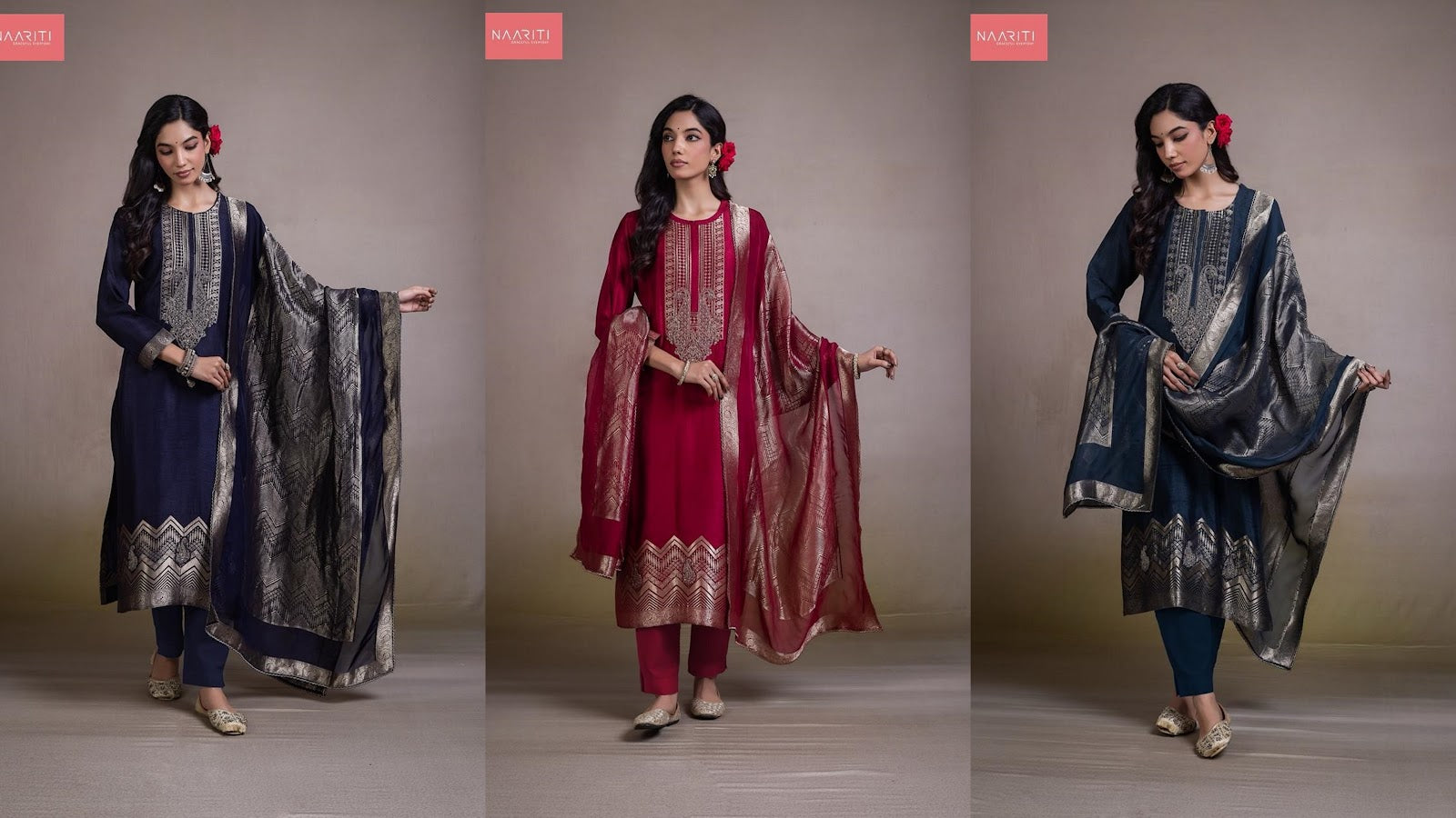 Tiqum Naariti Silk Jacquard Pant Style Suits Wholesale Price