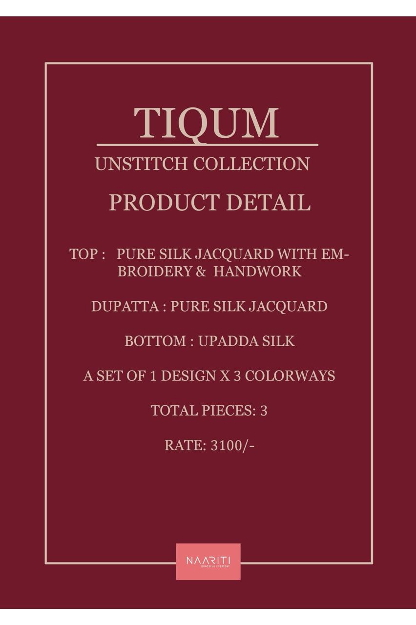 Tiqum Naariti Silk Jacquard Pant Style Suits Wholesale Price