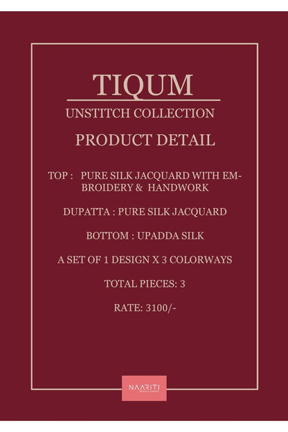 Tiqum Naariti Silk Jacquard Pant Style Suits Wholesale Price