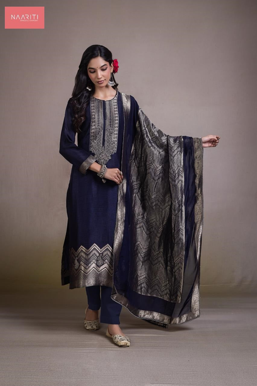 Tiqum Naariti Silk Jacquard Pant Style Suits Wholesale Price