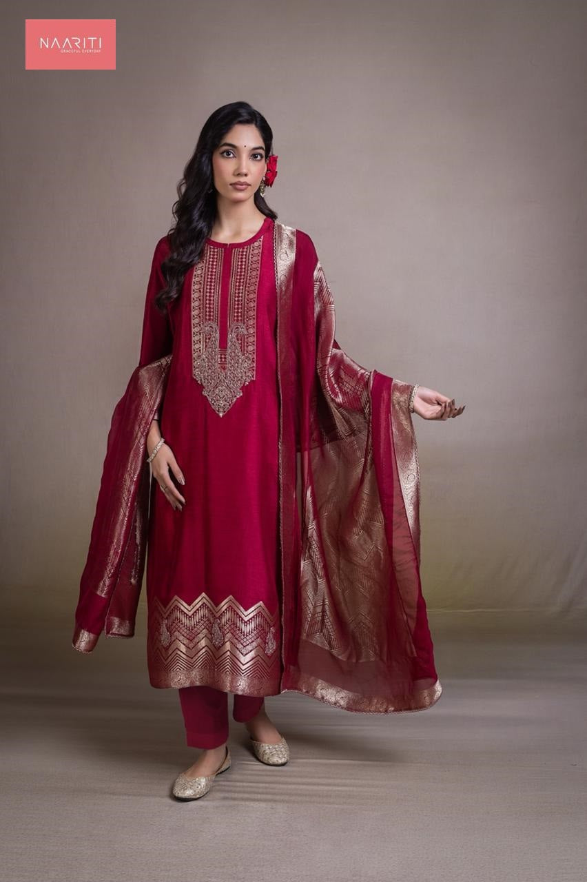 Tiqum Naariti Silk Jacquard Pant Style Suits Wholesale Price