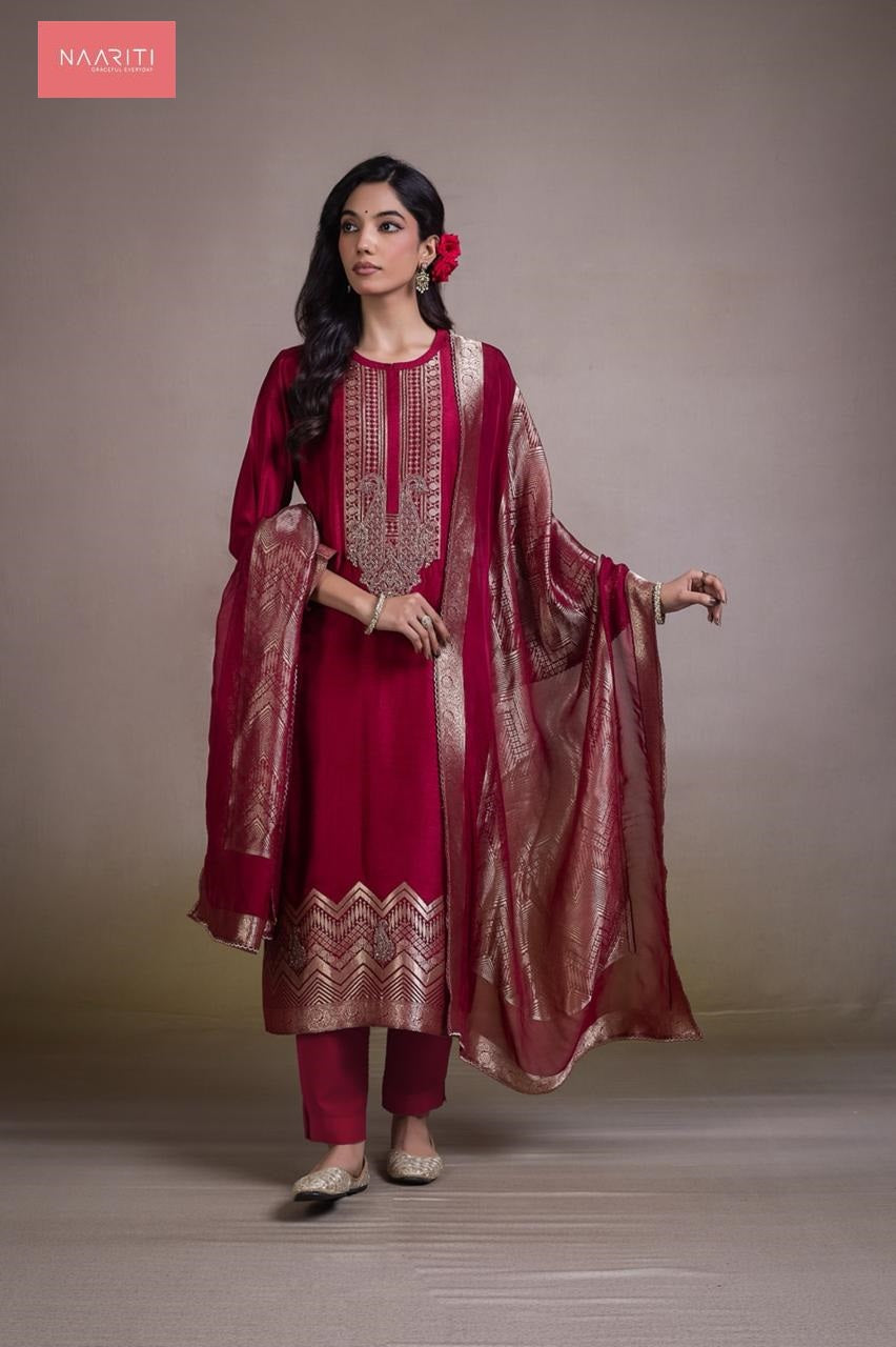 Tiqum Naariti Silk Jacquard Pant Style Suits Wholesale Price