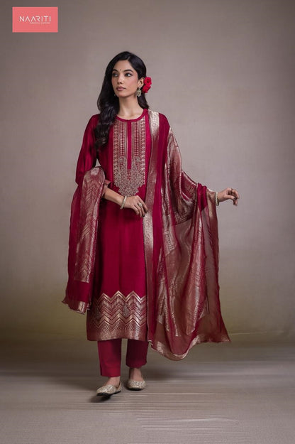 Tiqum Naariti Silk Jacquard Pant Style Suits Wholesale Price