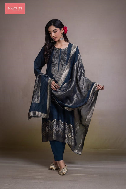 Tiqum Naariti Silk Jacquard Pant Style Suits Wholesale Price