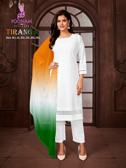 Tiranga Poonam Designer Pure Rayon Readymade Pant Style Suits Supplier India
