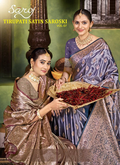 Tirupati Satin Saroski Vol 7 Saroj Sarees Wholesale Rate