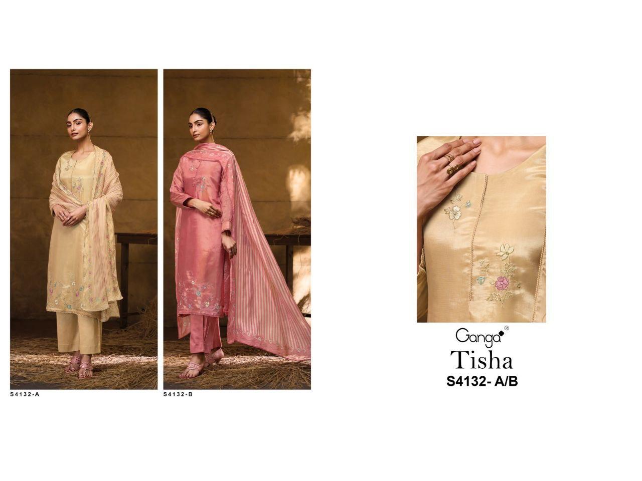 Tisha 4132 Ganga Bemberg Silk Pant Style Suits Wholesaler India