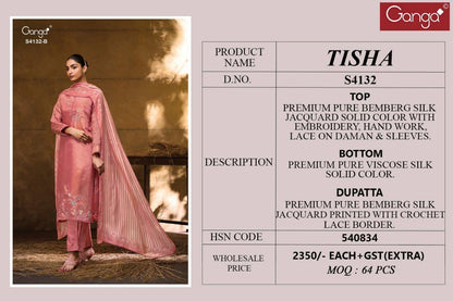 Tisha 4132 Ganga Bemberg Silk Pant Style Suits Wholesaler India