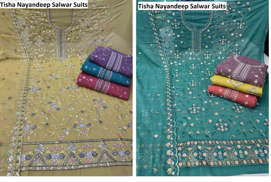 Tisha Nayandeep Organza Salwar Suits Wholesale Rate