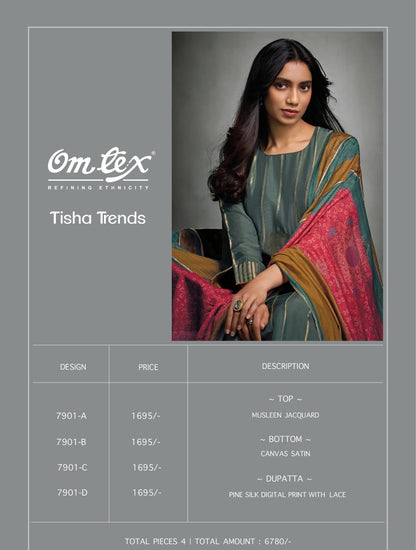 Tisha Trends Omtex Muslin Pant Style Suits Supplier Ahmedabad