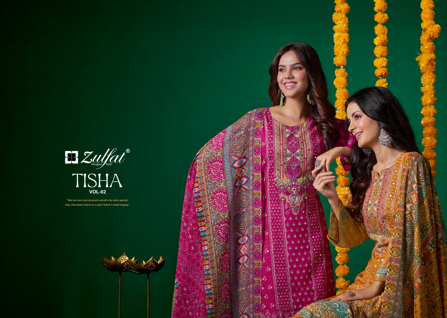 Tisha Vol 2 Zulfat Designer Viscose Simmer Karachi Salwar Suits Wholesale Price