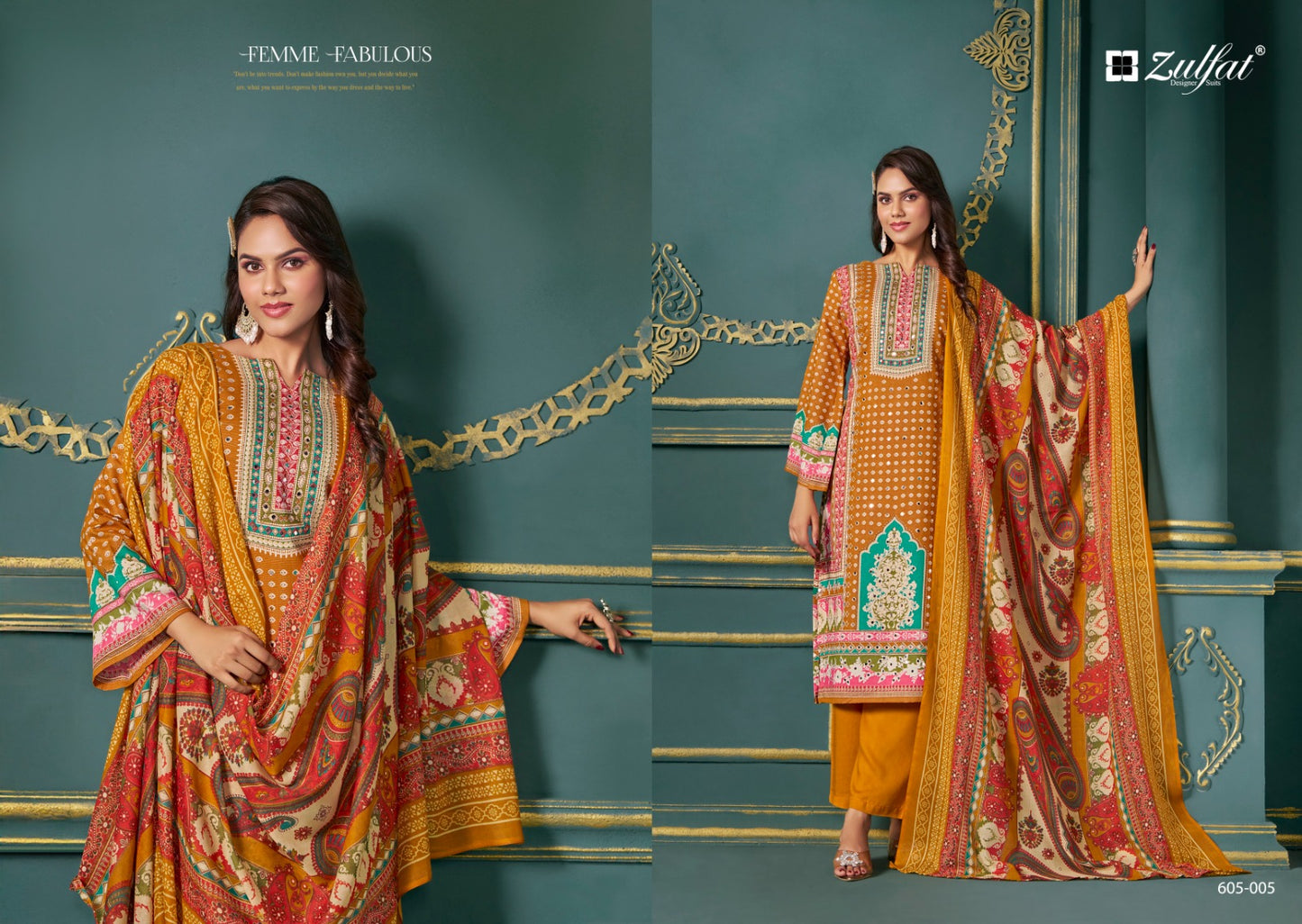 Tisha Zulfat Designer Viscose Simmer Karachi Salwar Suits Exporter India