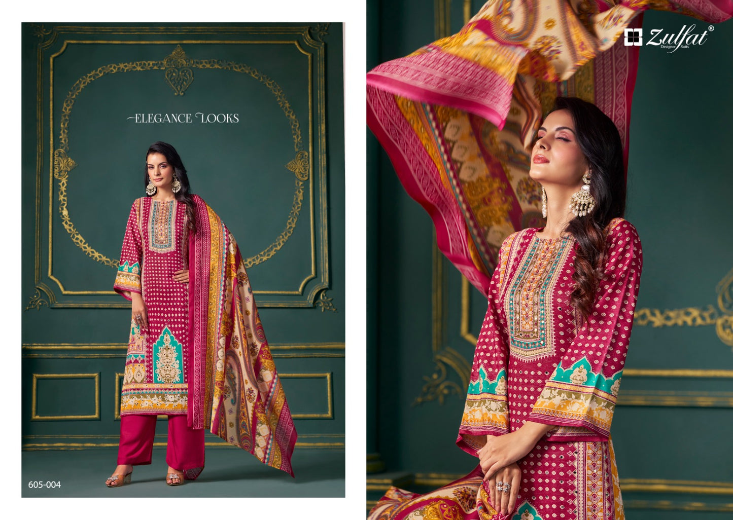 Tisha Zulfat Designer Viscose Simmer Karachi Salwar Suits Exporter India