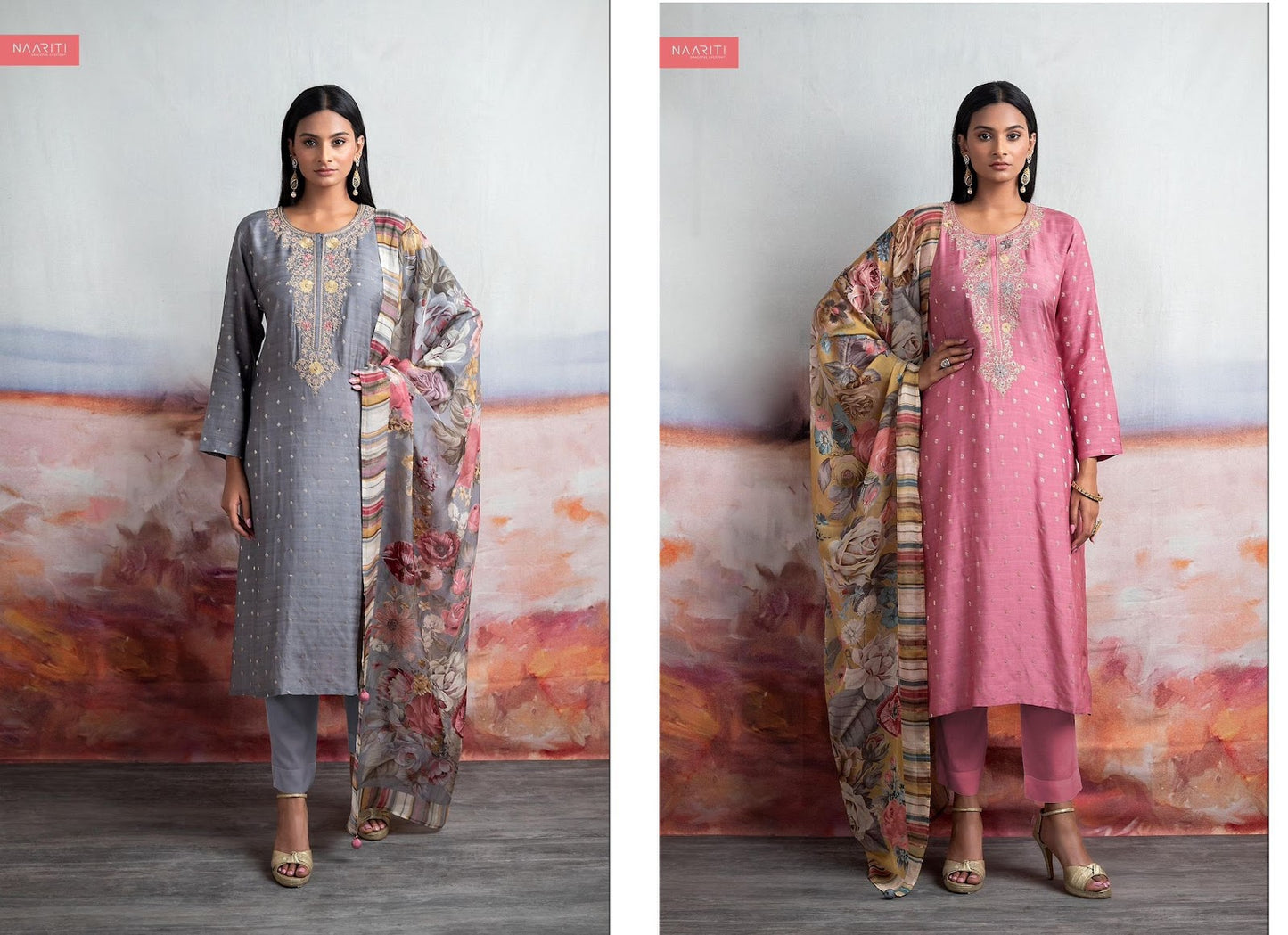 Tishq 1899 Naariti Muslin Jacquard Pant Style Suits Wholesale Rate